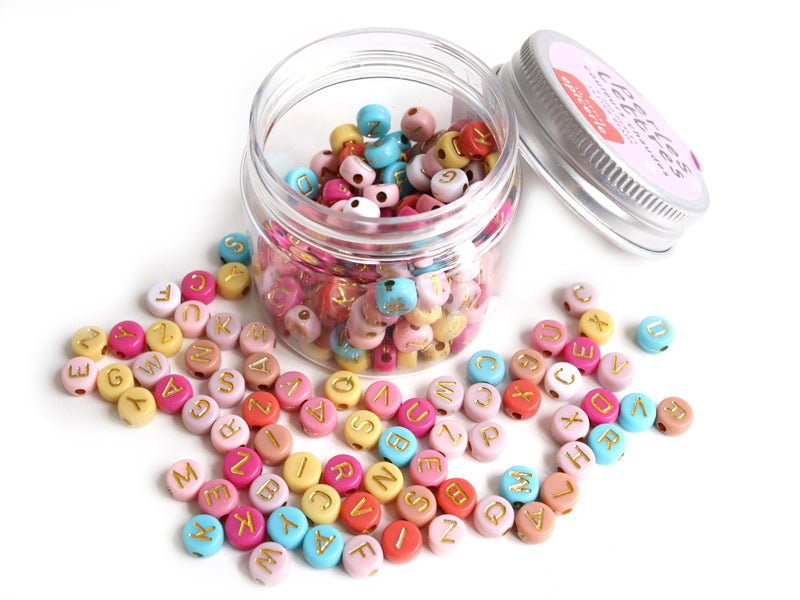 Letter Bead Jar - Warm Colours