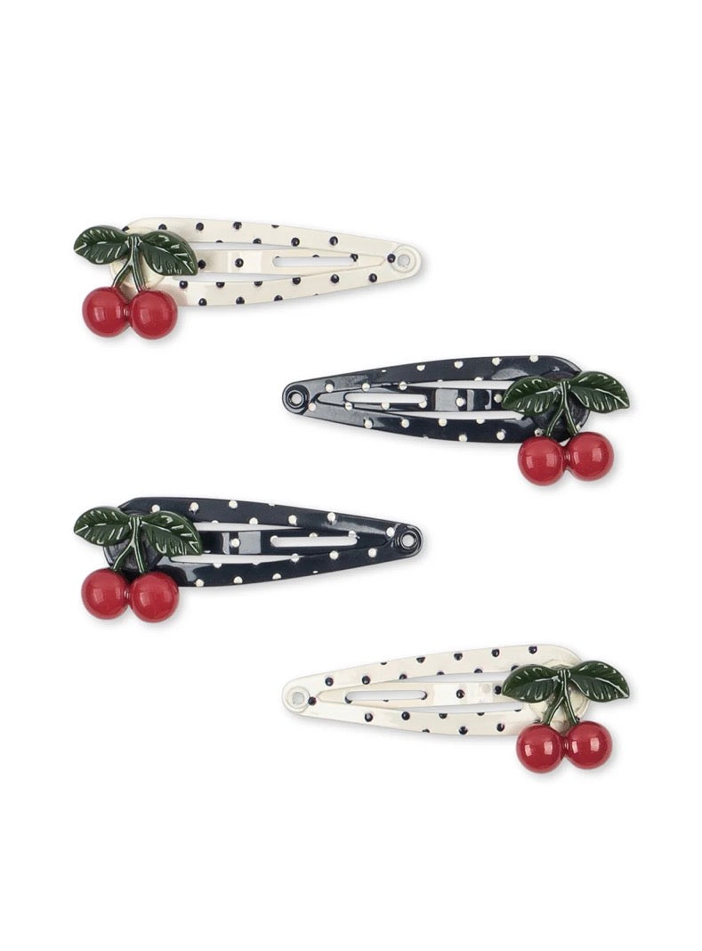 4 Pack Cherry Dot Hair Clips