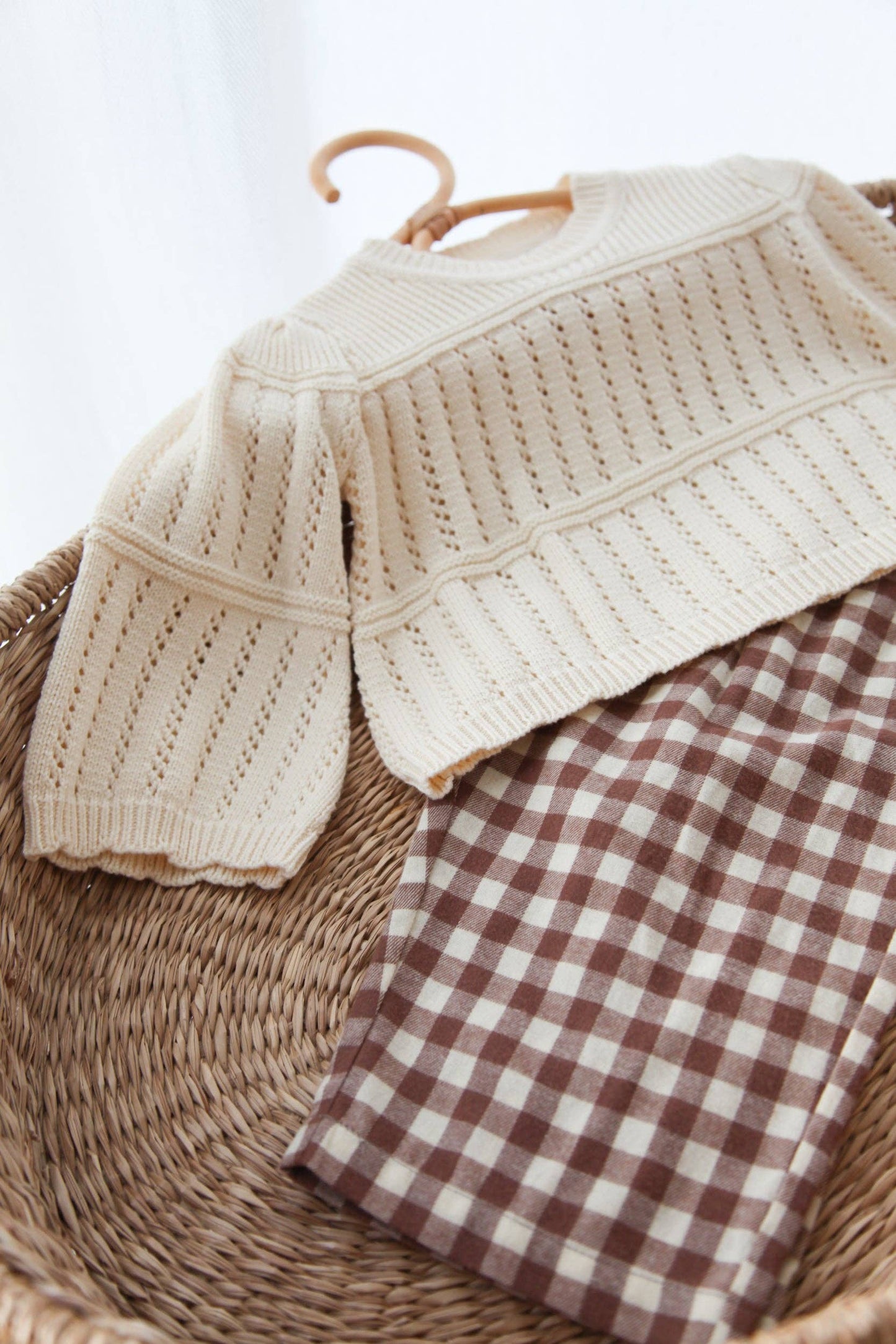 Brown/Check Brushed Cotton Wide Leg Trousers: 12-18m
