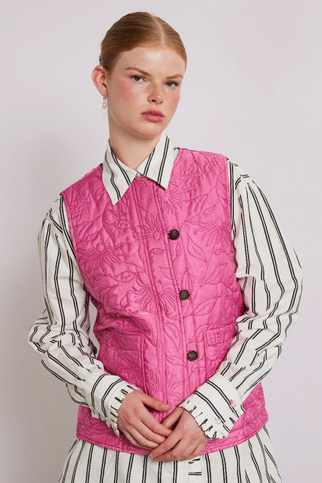 Georgina Reversible Gilet - Pink Satin