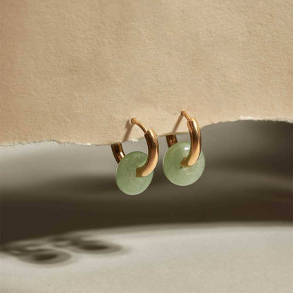 Mint Agate Hoops: Gold