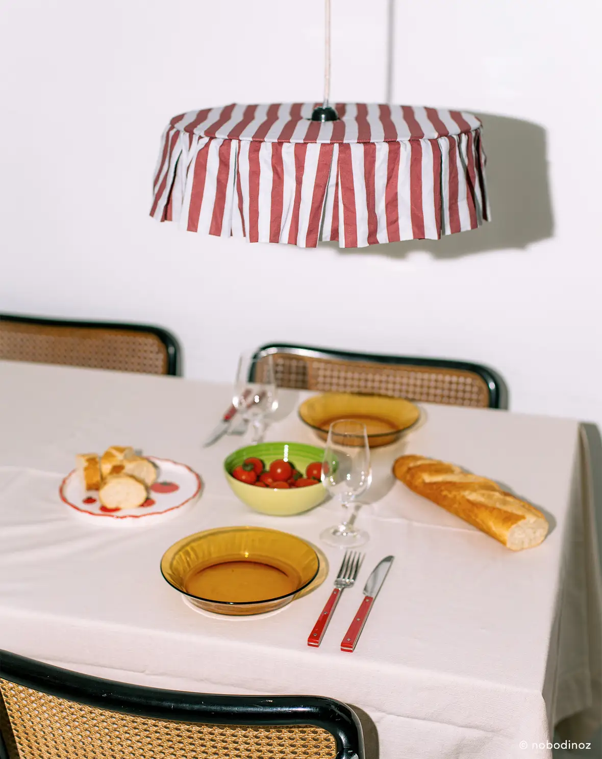 Vibes Lampshade - Maroon Stripe