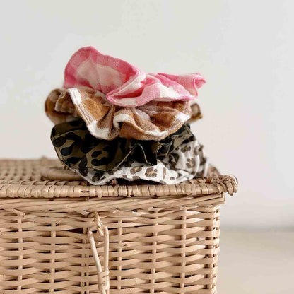 Neon Pink Gingham Check Scrunchie