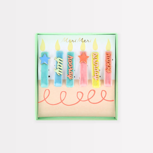 Happy Birthday Enamel Velvet Hair Clips
