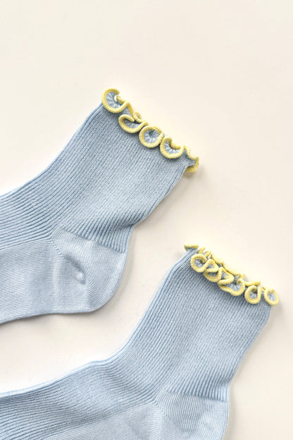 The Petite Ruffled Modal Socks - Baby Blue