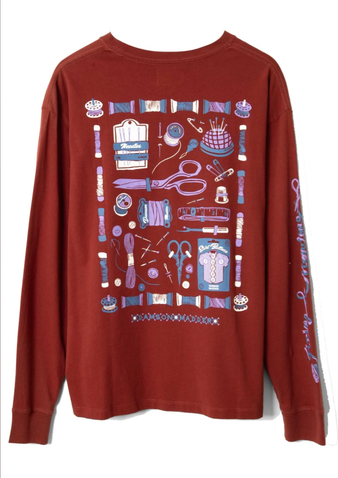 Sewing Tin Long Sleeve Top - Dark Red