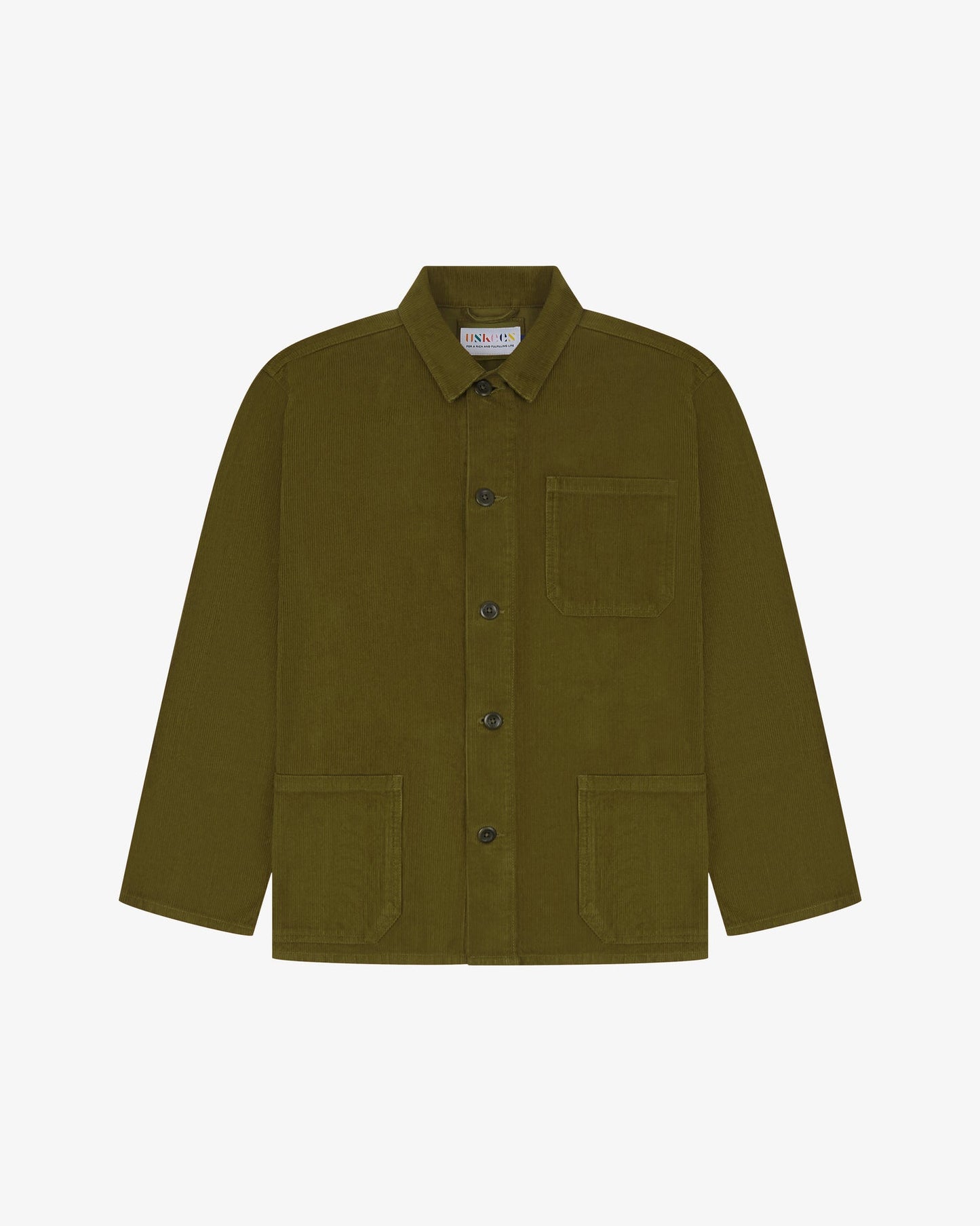 Buttoned Cord Overshirt - Woodland Green