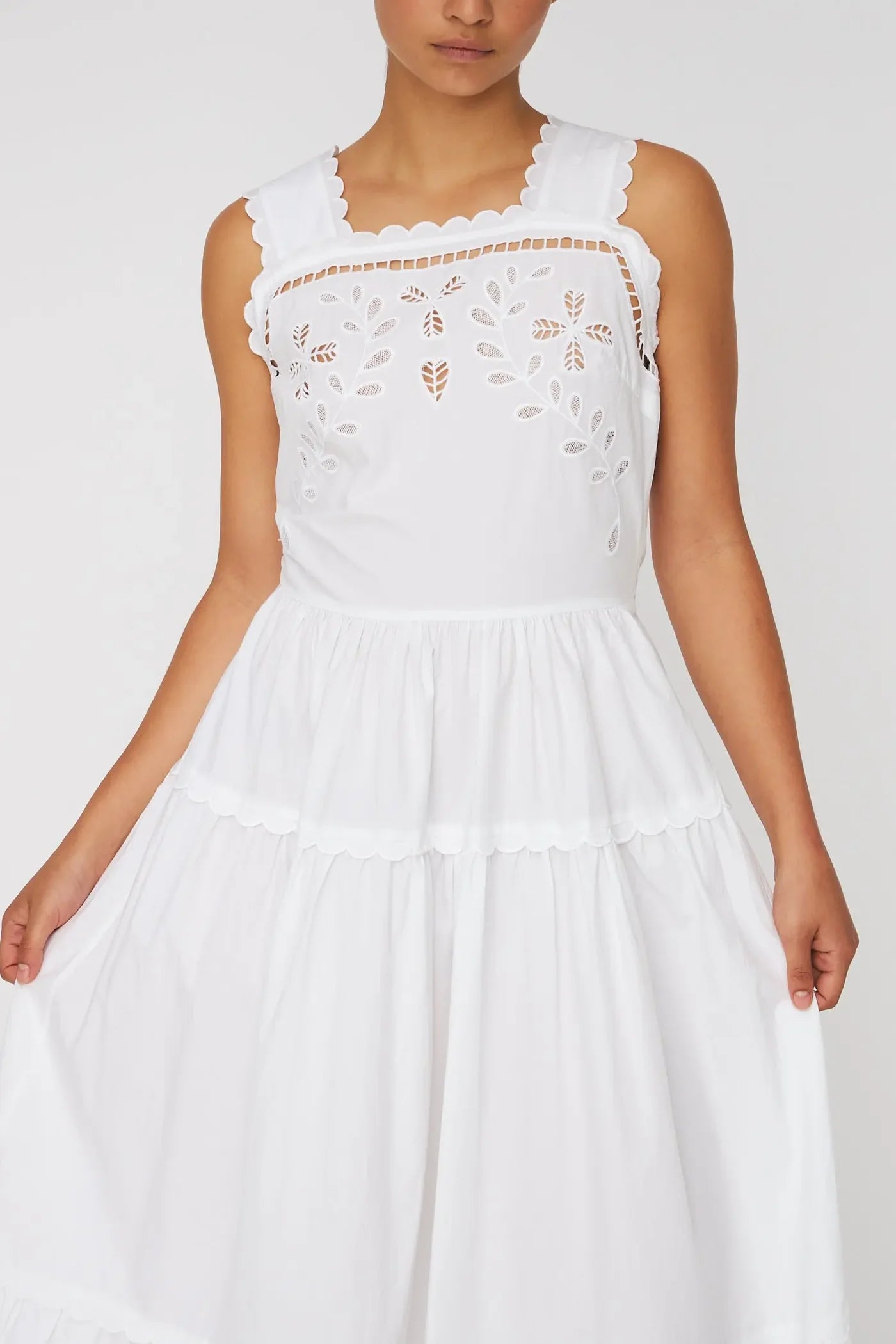 Embroidered Anglaise Maxi Dress - White