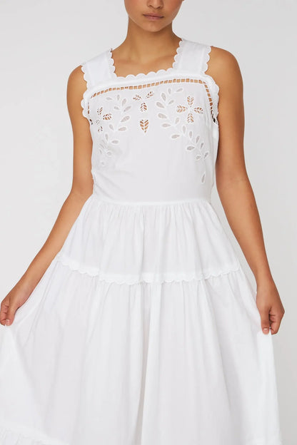Embroidered Anglaise Maxi Dress - White