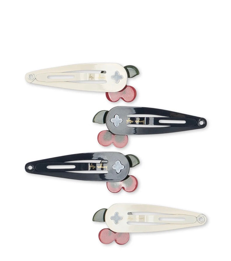 4 Pack Cherry Dot Hair Clips