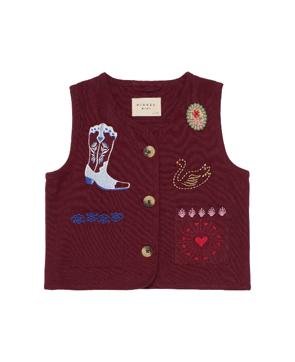 Ellie Mini Vest - Burgundy