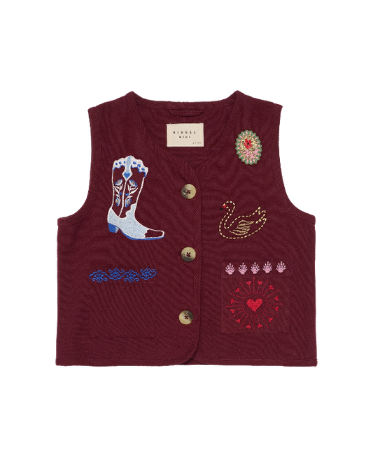 Ellie Mini Vest - Burgundy