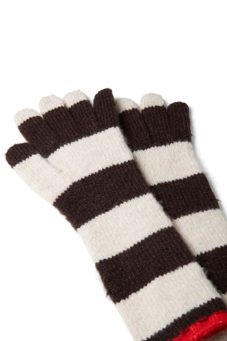 Long Gloves - Chocolate & Ecru Stripe