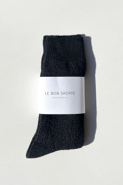 Modal Eyelet Socks - Jet Black