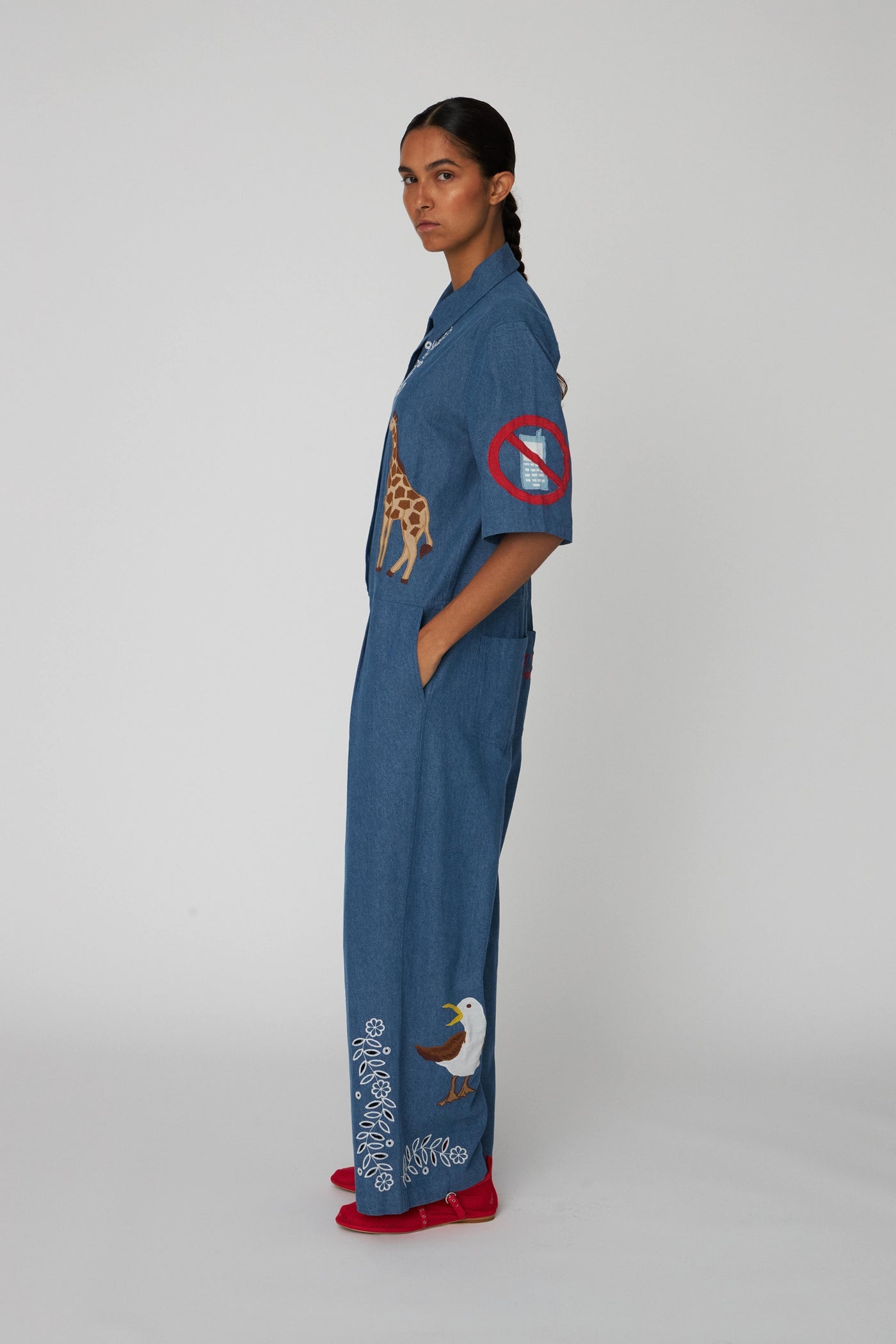 Out Of Office Embroiderd Jumpsuit - Sunmer Blue