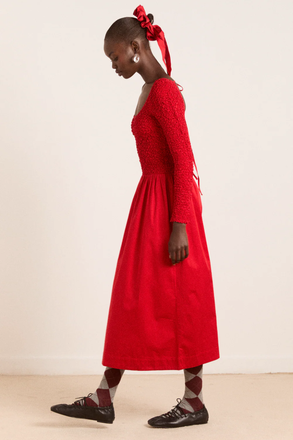 Garter Bun Wrap - Red Cotton Satin
