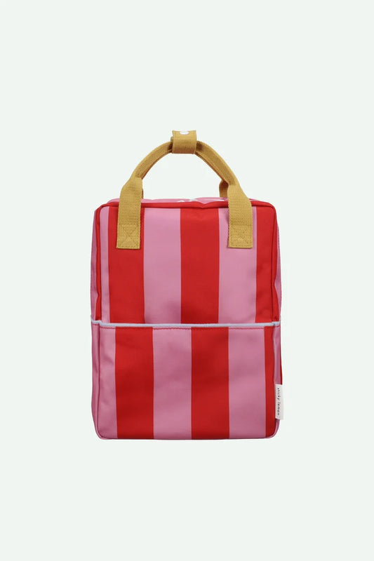 Backpack Medium - Lemon Tree Stripes + Red Apple + Rosebay Pink