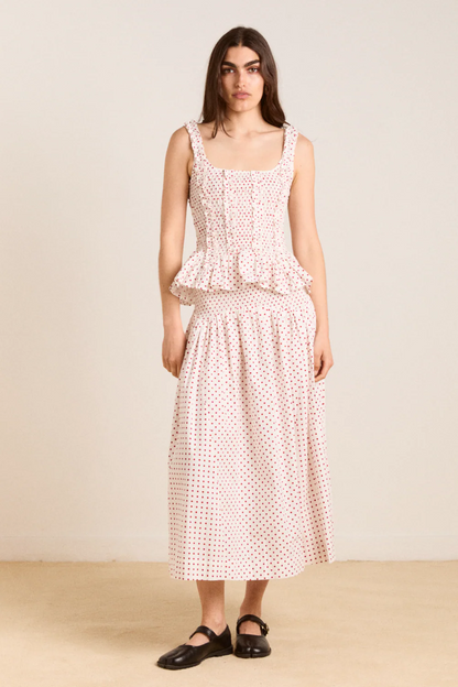 Raphi Cami - Off White and Red Spot