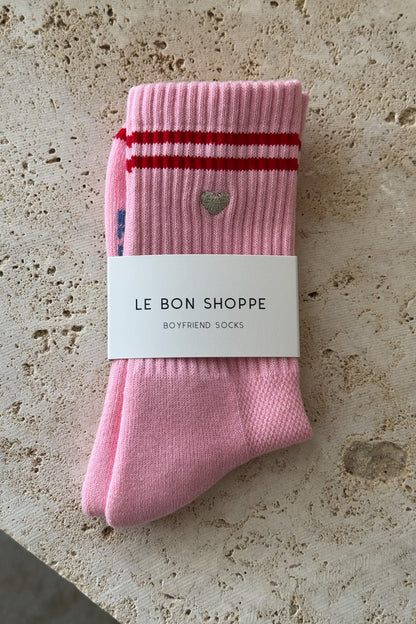 Boyfriend Socks -Amour Pink Heart