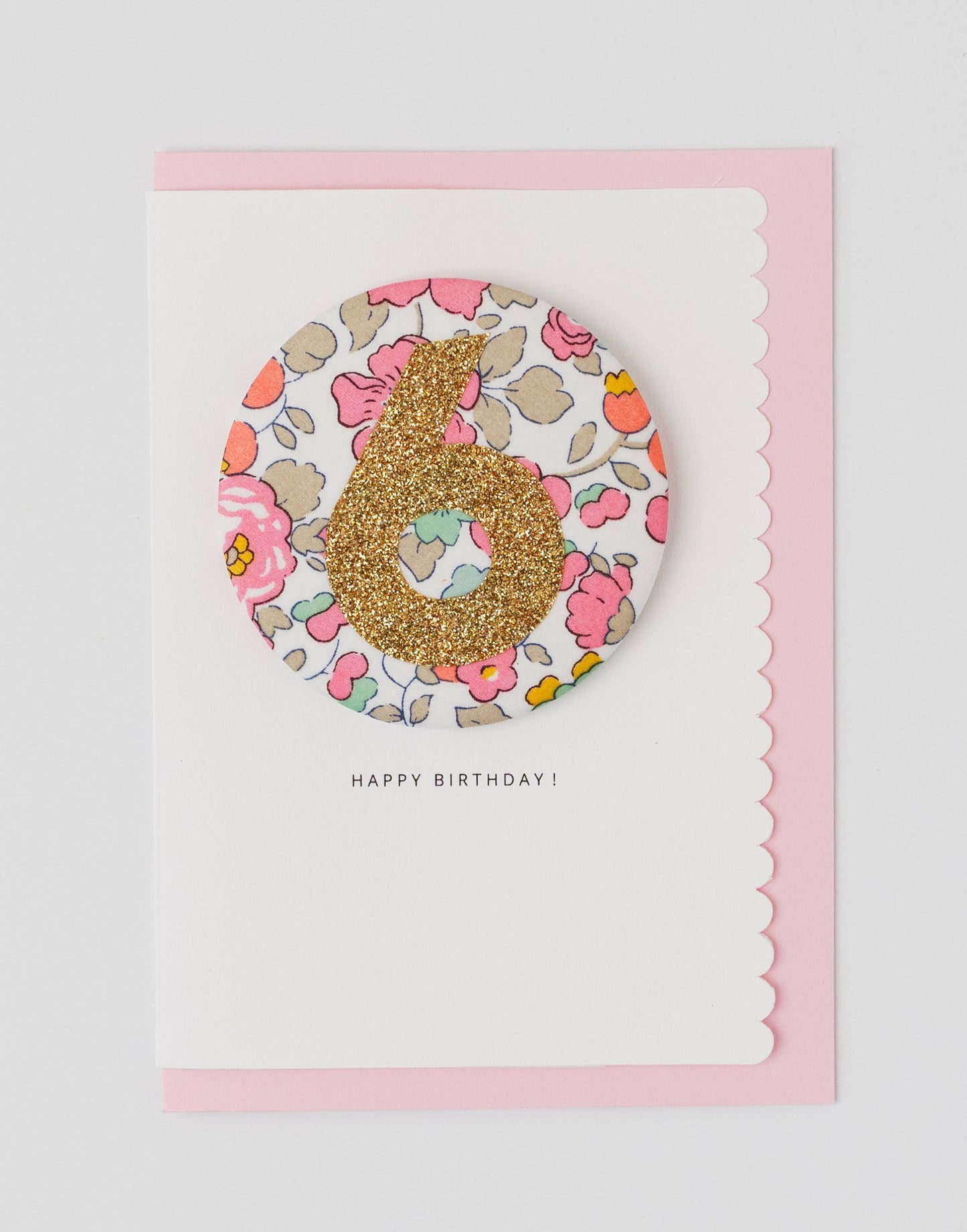 Birthday Badge Age 6 - Liberty Betsy Pink fabric