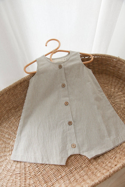 Green/Stripe Cotton Button Front Playsuit: 3-6m