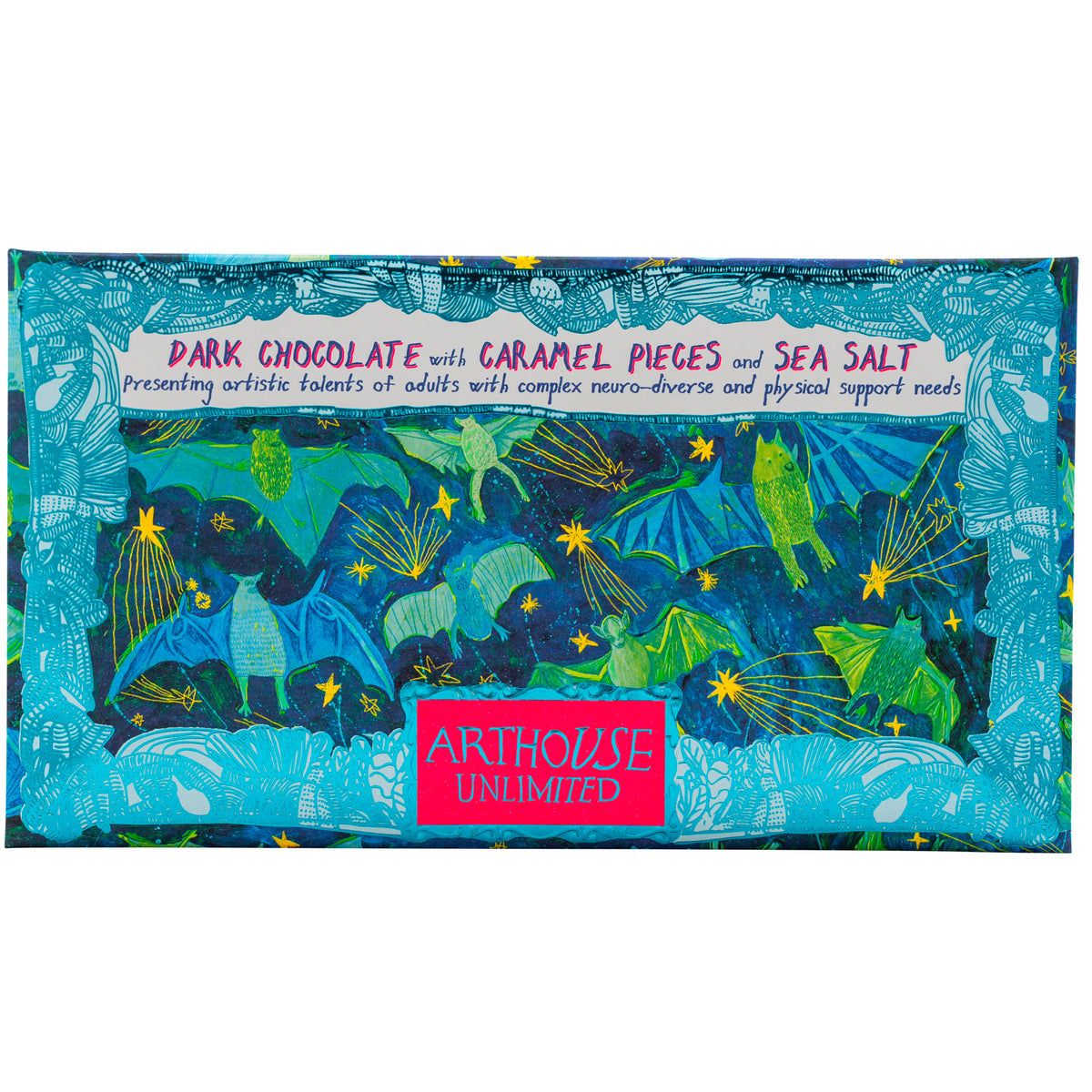 Bat Mates, Dark Chocolate Bar with Caramel Pieces & Sea Salt