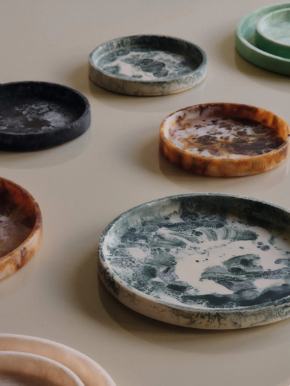 Mist Tray Round 20cm - Emerald Off-White