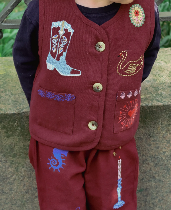 Ellie Mini Vest - Burgundy