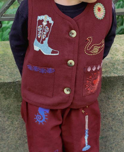 Ellie Mini Vest - Burgundy