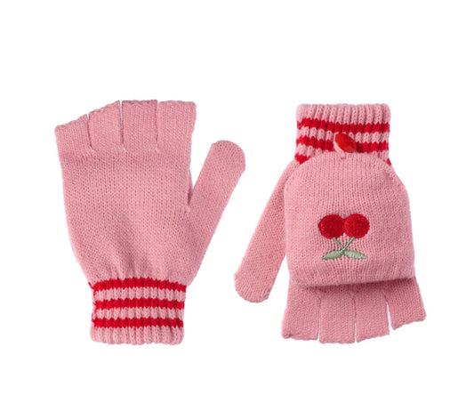 Cheerful Cherry Knitted Gloves 3-6 y