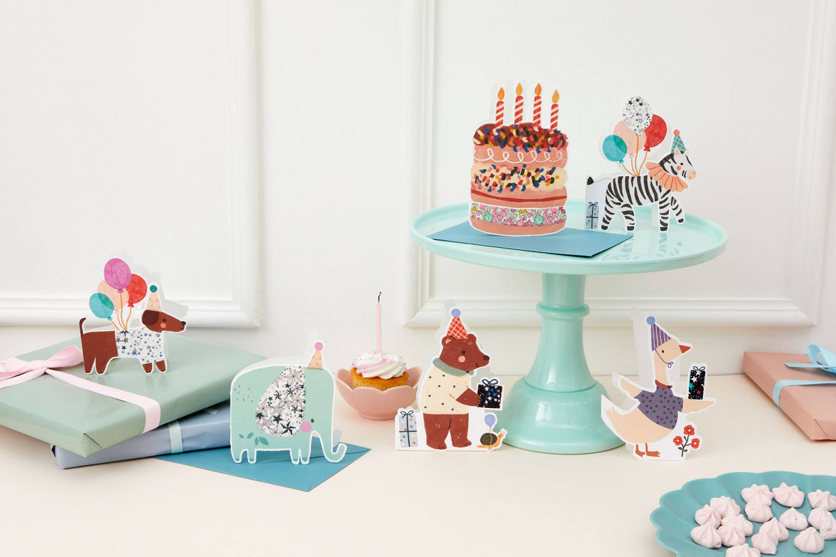 Cake Die Cut Card - Betsy Ann Liberty Fabric 