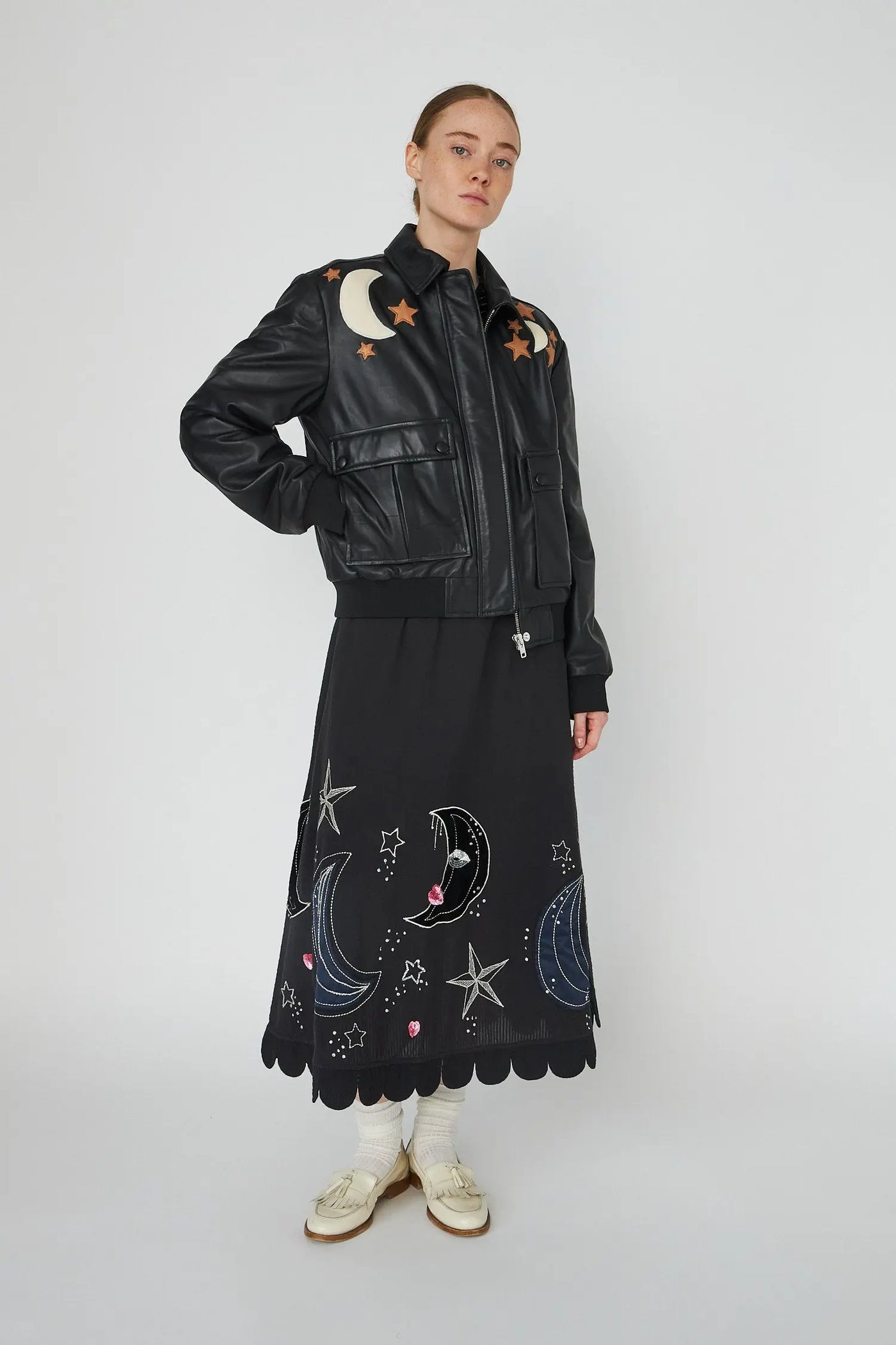 Starlight Leather Bomber Jacket