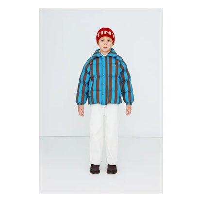 Blue Cocoa Stripes Puffer
