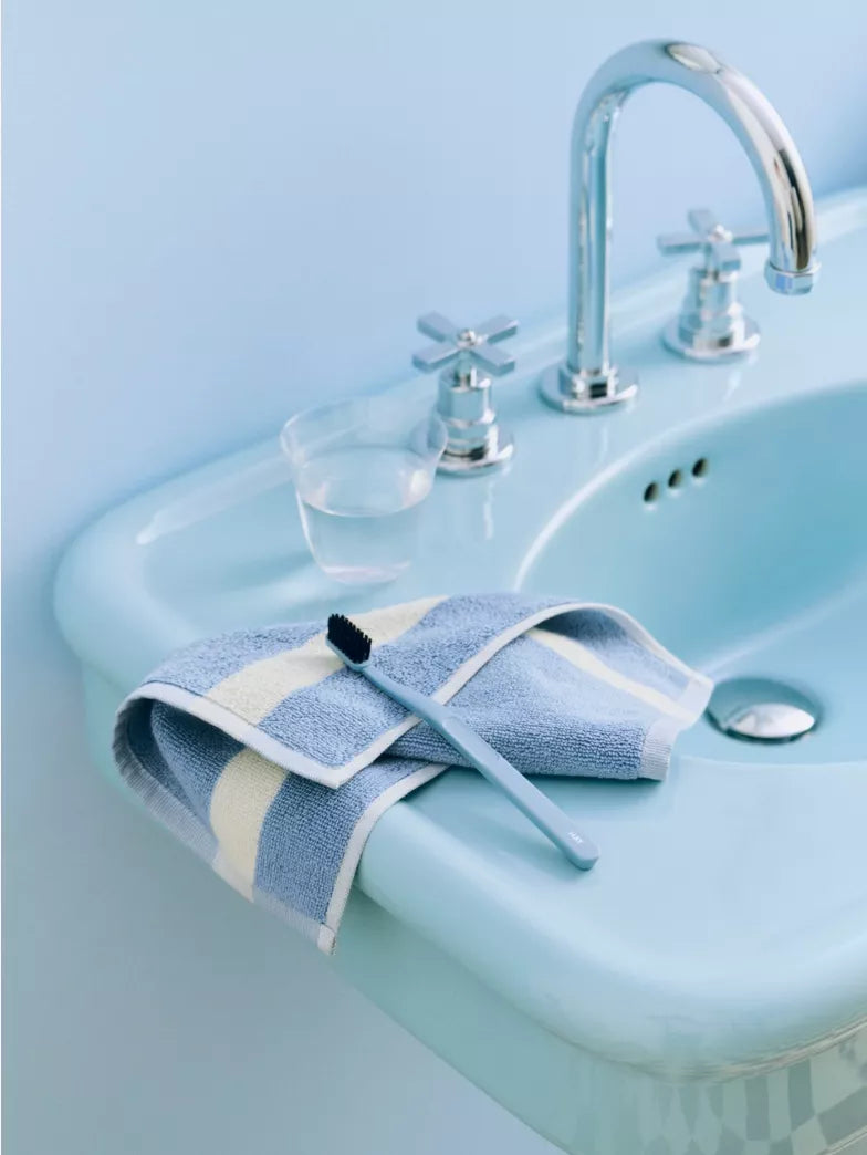 Stripe Cotton Wash Cloth - Dusty Blue