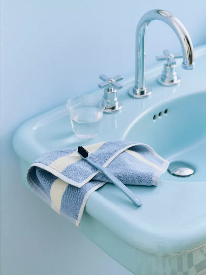 Stripe Cotton Wash Cloth - Dusty Blue