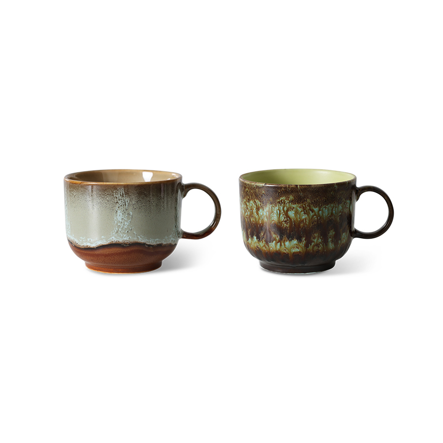 70’s Ceramics Set Of 2 Tea Cups - Odyssey