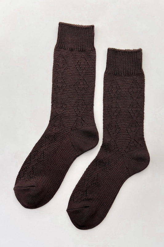 Modal Eyelet Socks - Brown