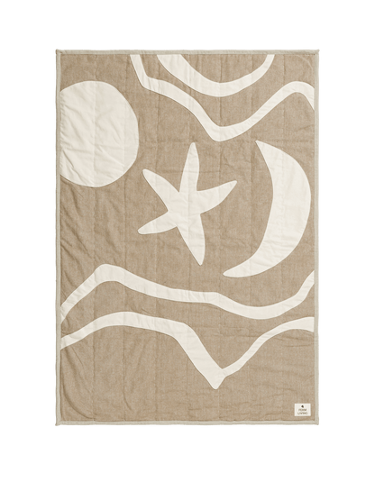 Kove Appliqué Quilted Blanket - Tan
