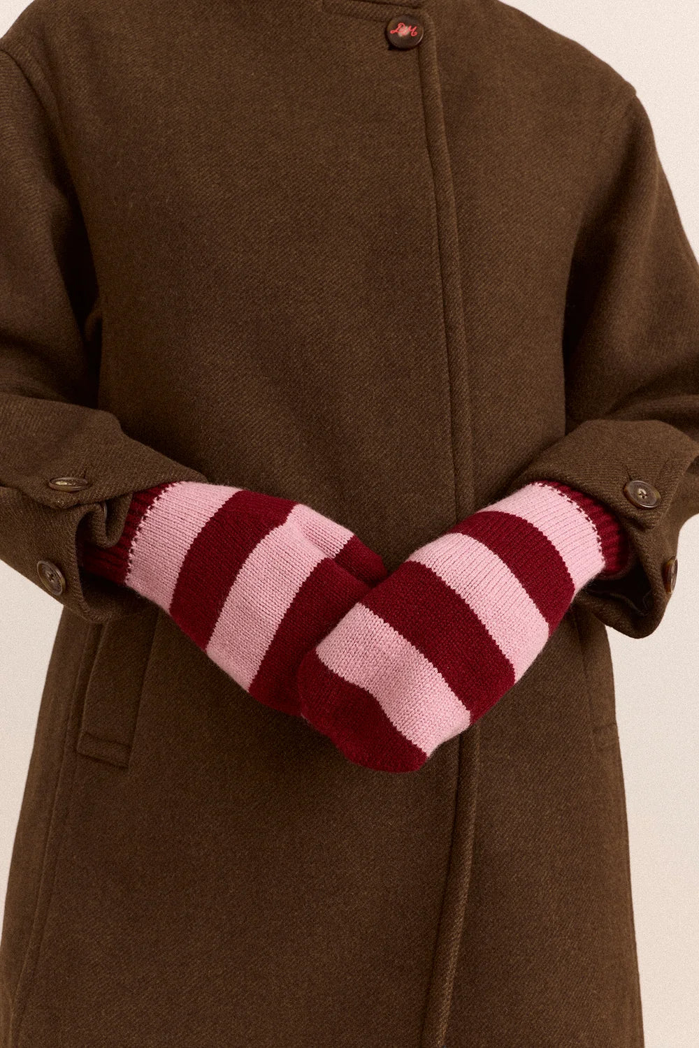 String Mittens - Pink & Red Stripe