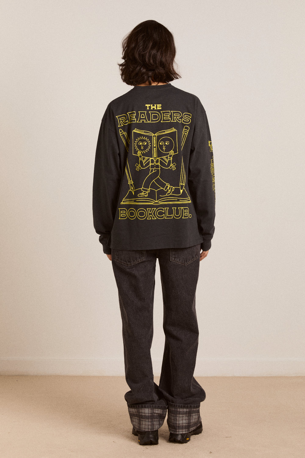 Reader Long Sleeve Tee - Charcoal