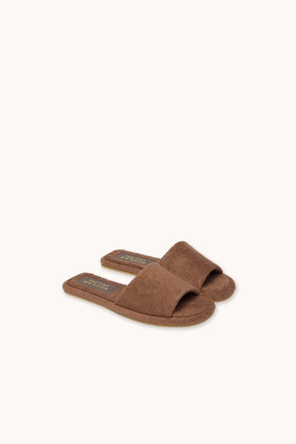 Towelling Chocolate Slippers