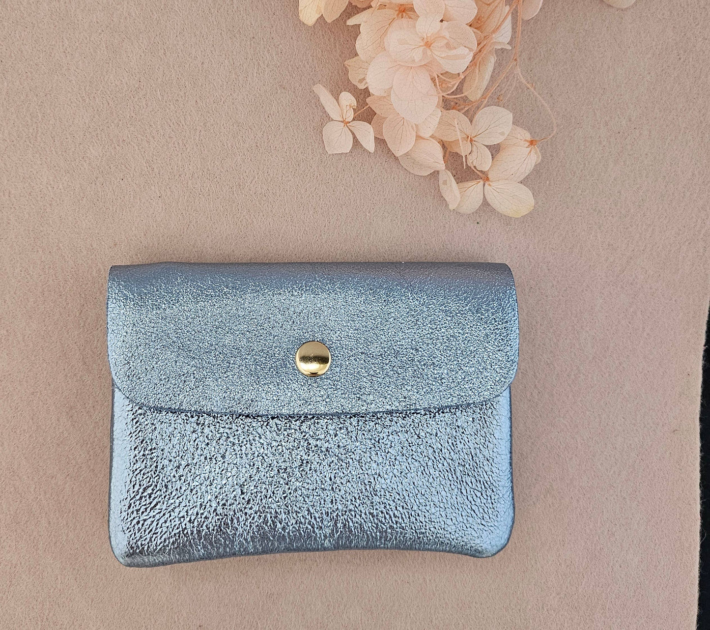 Metallic leather Kangoo wallet: Pink