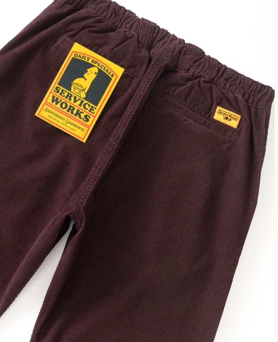 Fine Cord Waiter Pants - Burgundy