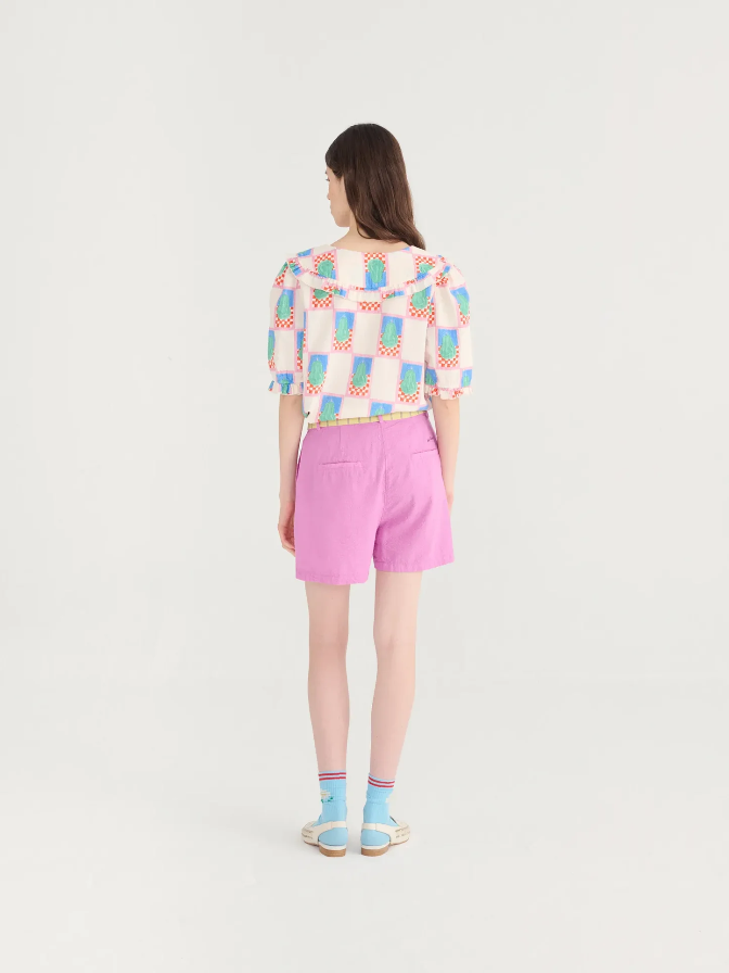 Pleated Seersucker Short