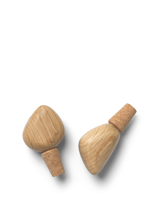 Cairn Wine Stopper Set Of 2 - Oak