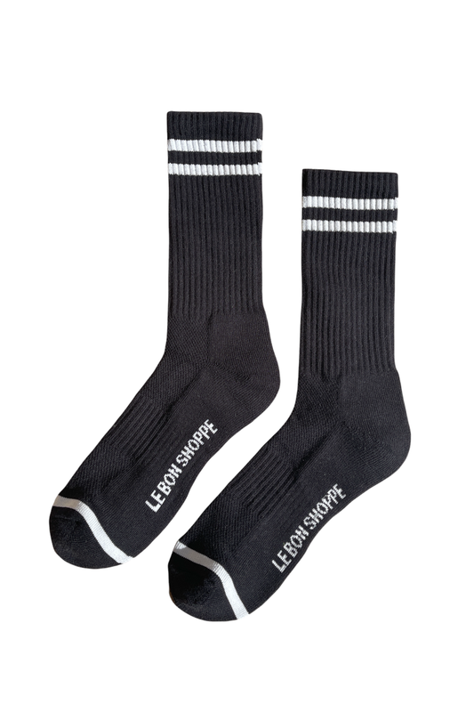 Extended Boyfriend Socks: Noir
