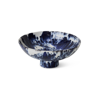 Ceramic Bowl On Base - Indigo