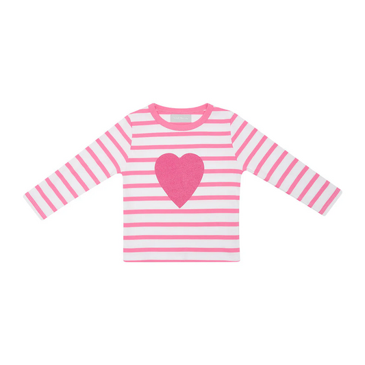 Hot Pink & White Heart Breton Tee