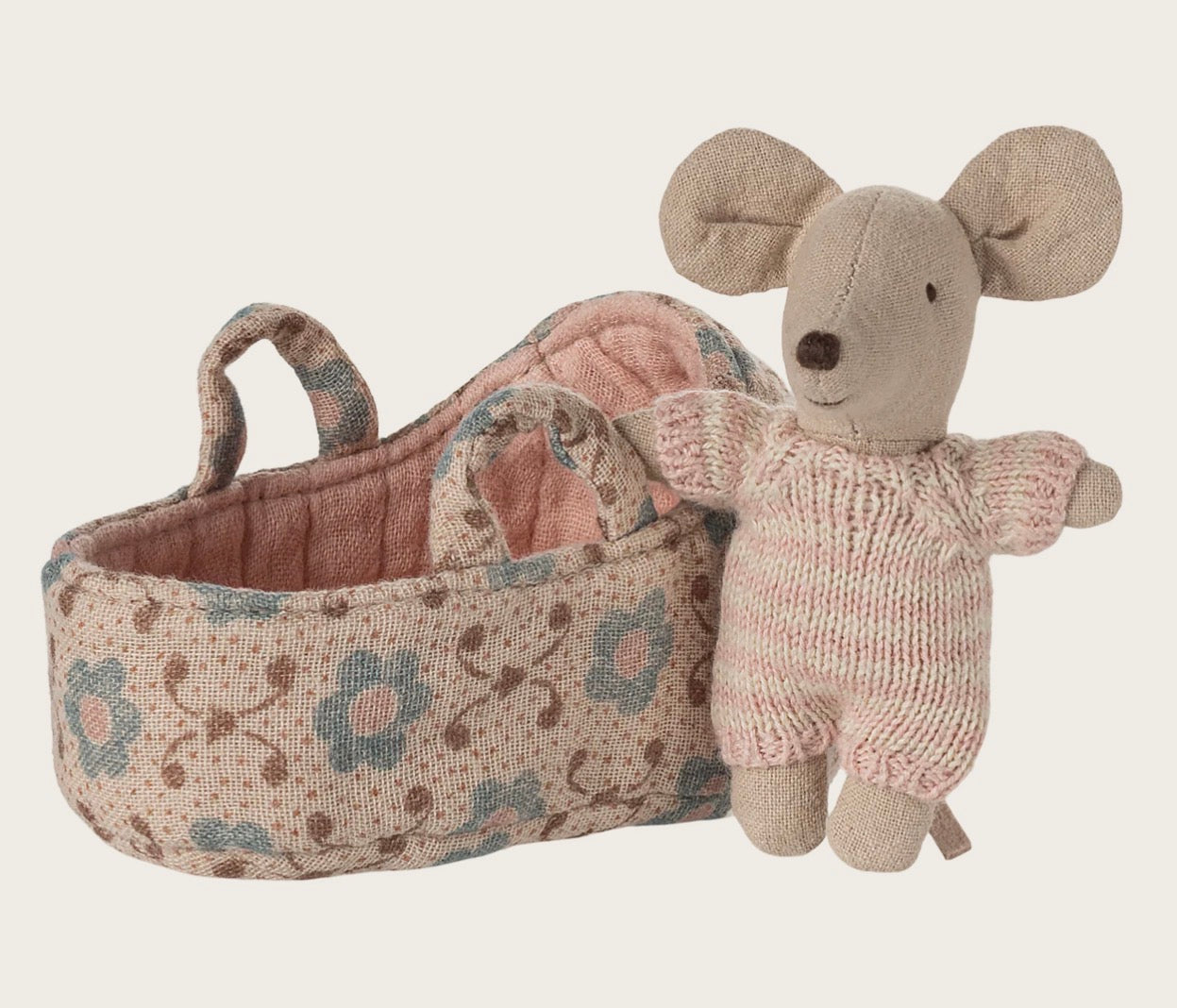 Baby Mouse in Carry Cot - Rose