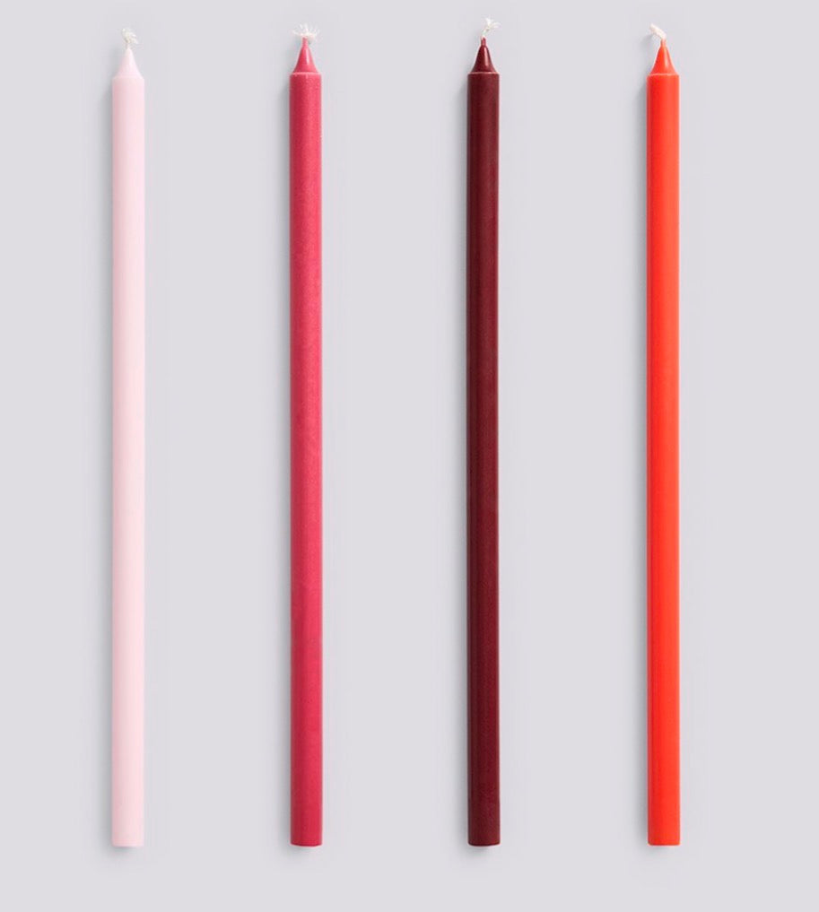 Slim Candle - Set of 4 Pink & Red